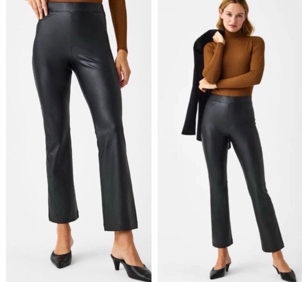 NWT $168 SPANX Leather-Like kick flare Pants  Size Small Petite